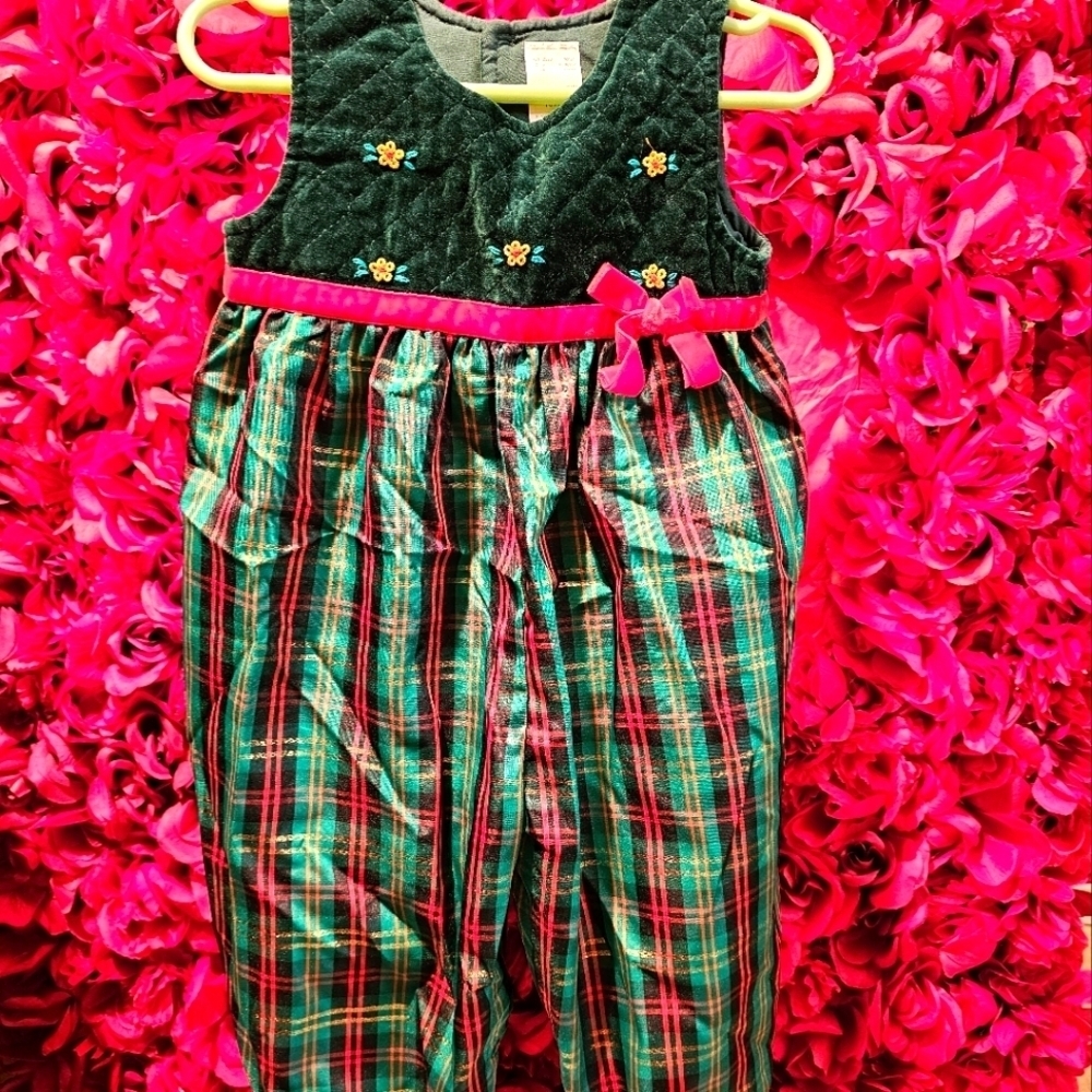 Girls 18 month Christmas jumpsuit with velvet detail